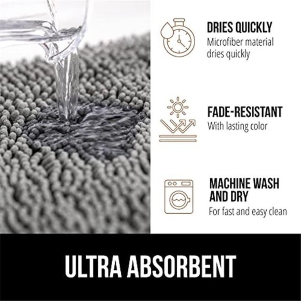 Bath Rug Mat Chenille Soft Thick Absorbent Quick Dry Rubber Backing Shower Rug - Picture 4 of 7